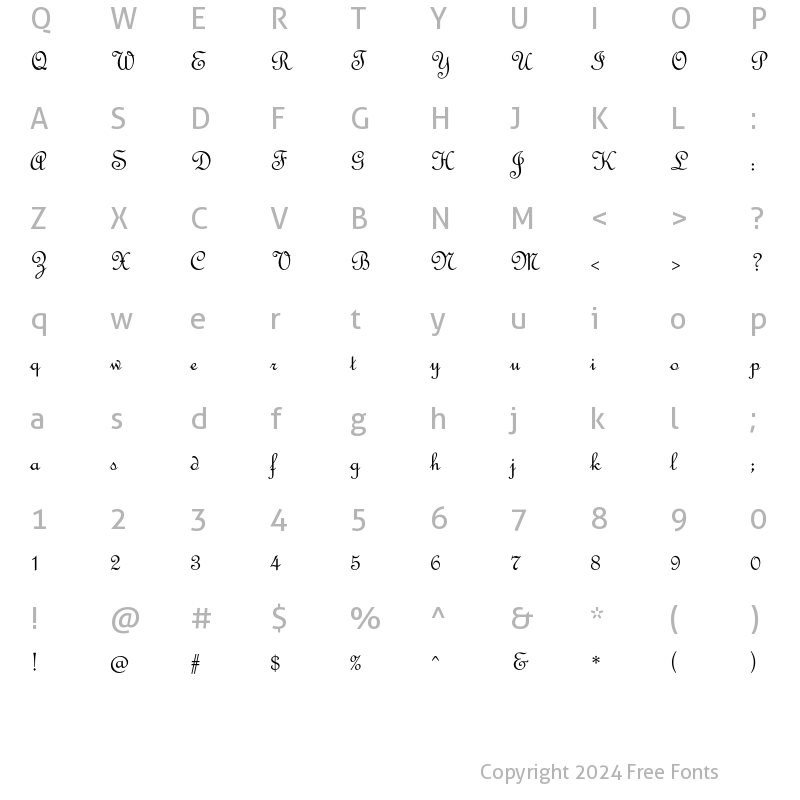 Character Map of French Script Std Regular