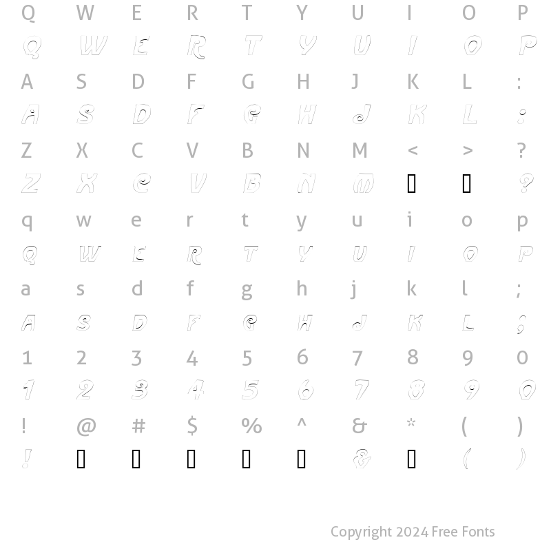 Character Map of FrenchBeanOutline Oblique