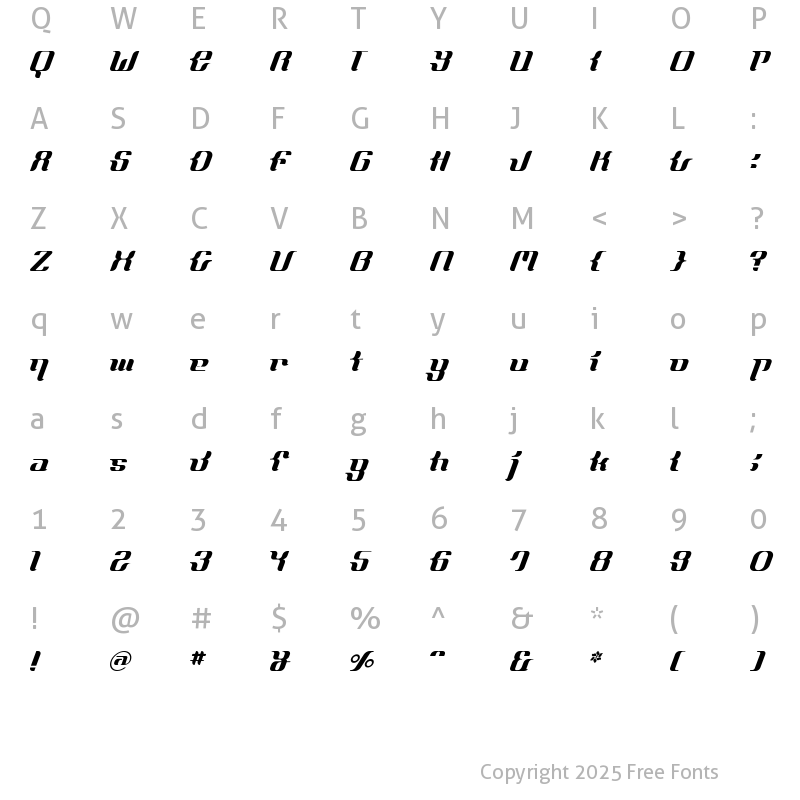 Character Map of FrenchCurve ALP