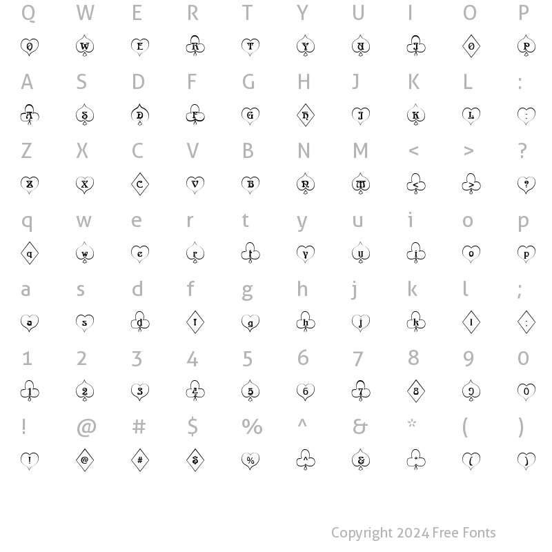 Character Map of FrenchDeckWhite Becker Normal