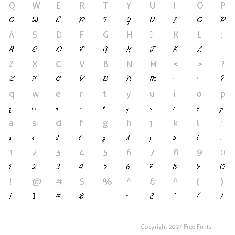 Character Map of FrenchLetters Regular