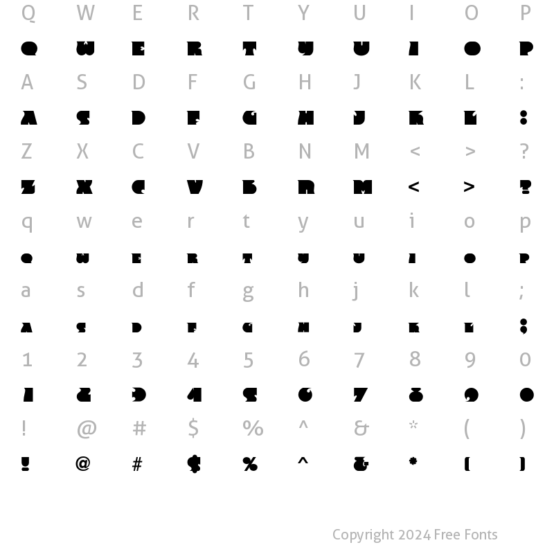 Character Map of Frency Normal Regular