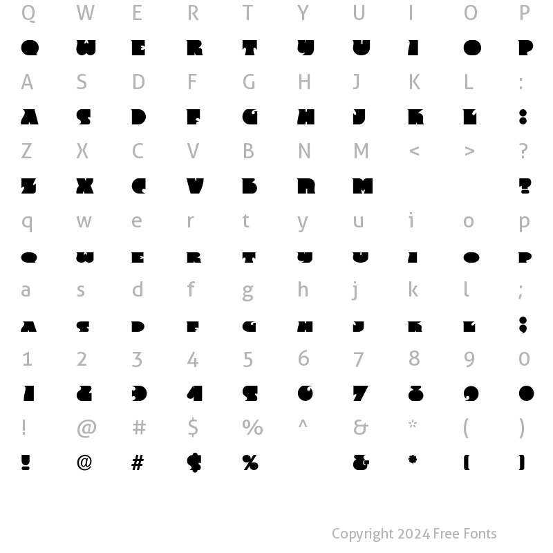 Character Map of Frency Regular