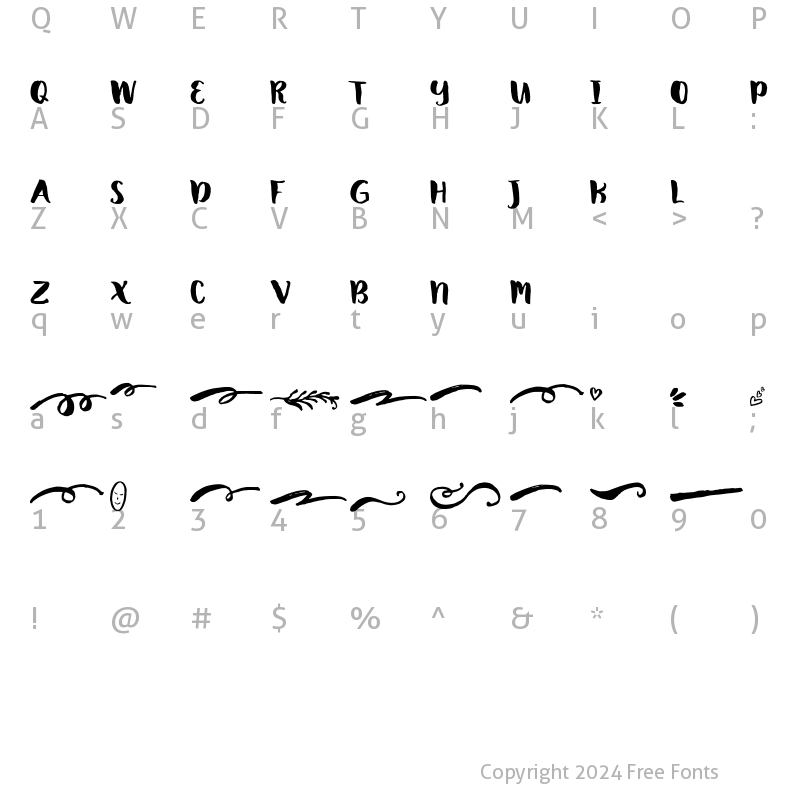 Character Map of Fresh Mood Extra Regular