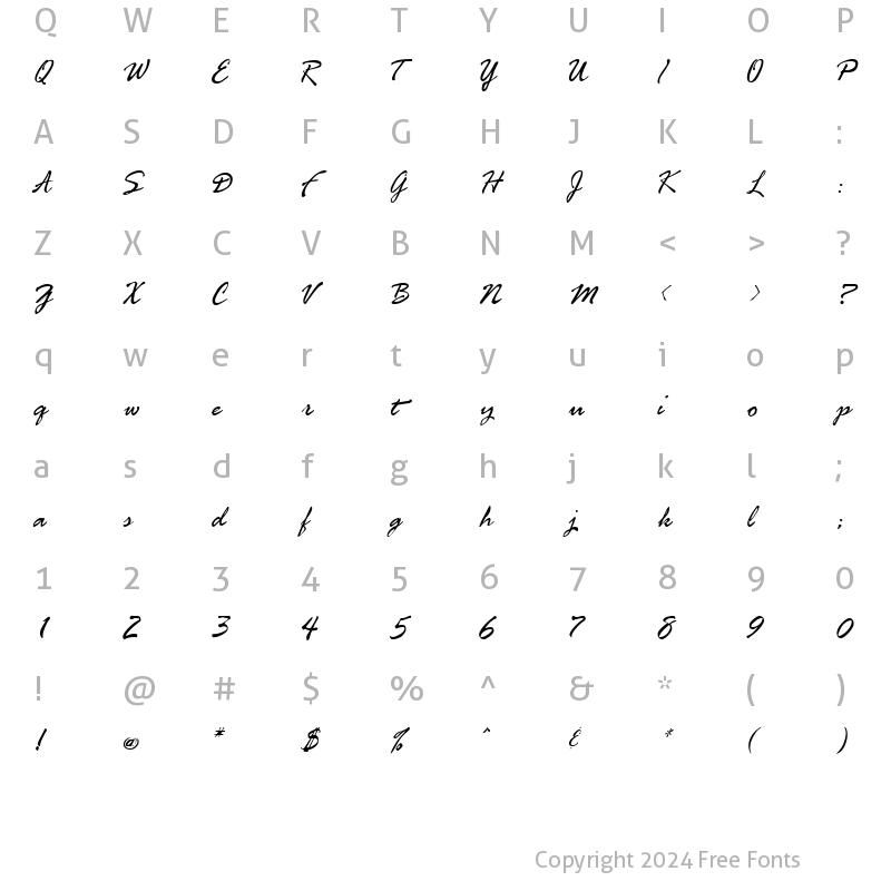 Character Map of FreshScript Regular