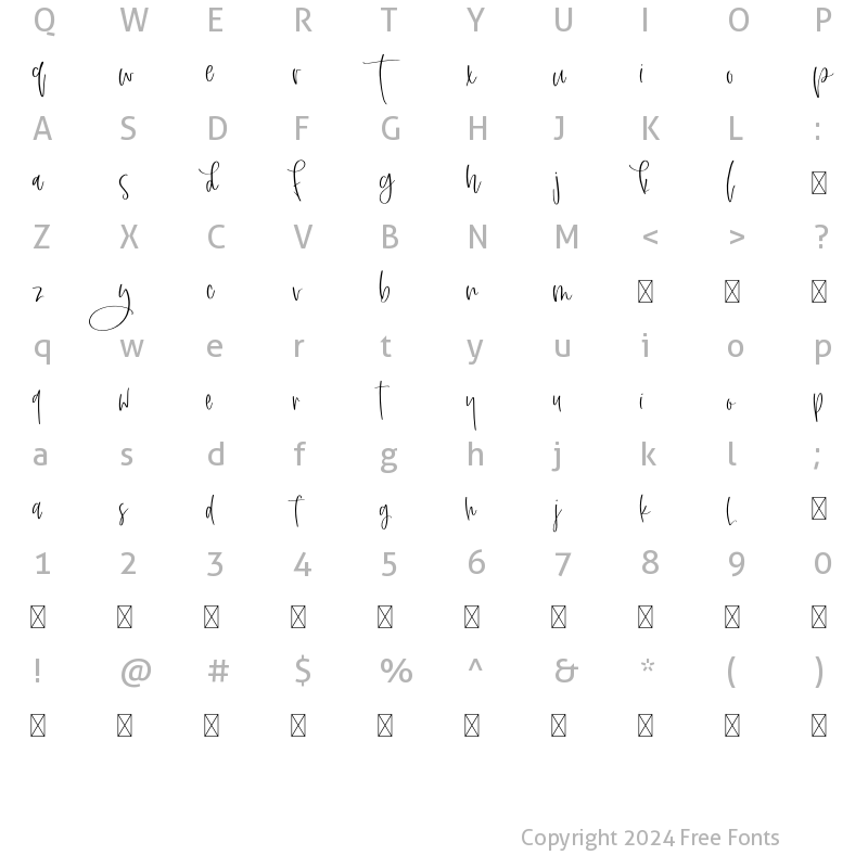 Character Map of Freshwater Extras Regular