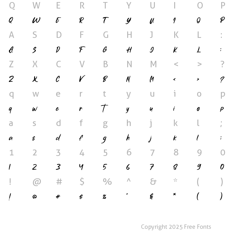 Character Map of Fresnilo Regular