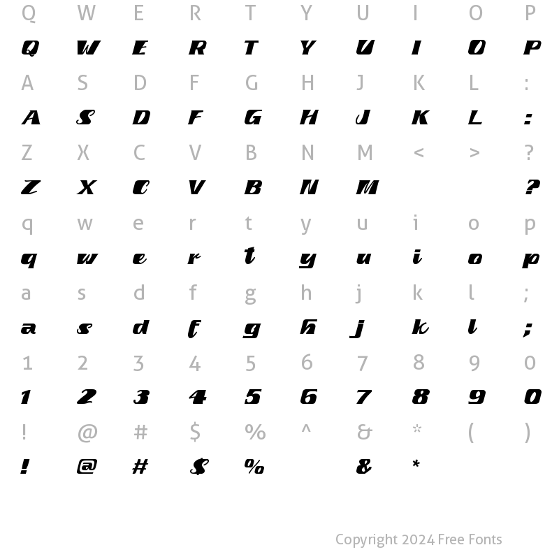 Character Map of fretine Regular