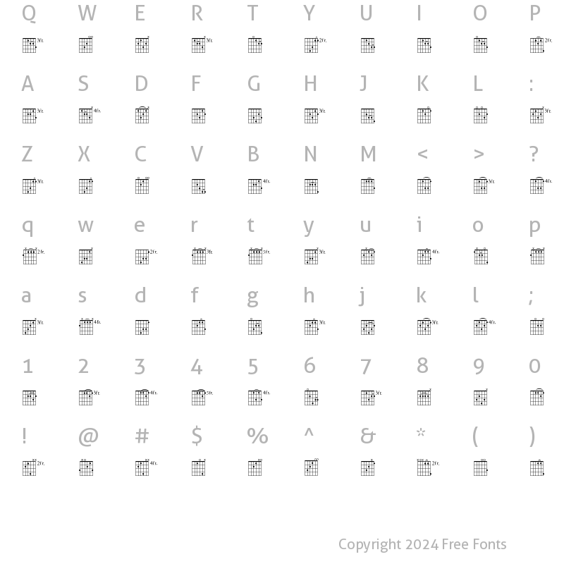 Character Map of FretsB Regular