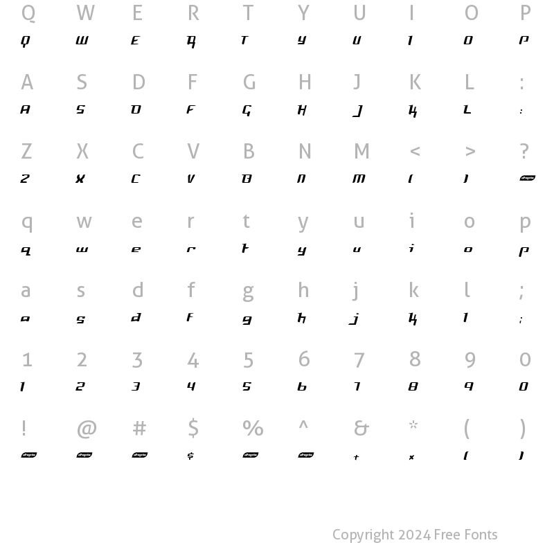 Character Map of Freya Light Regular