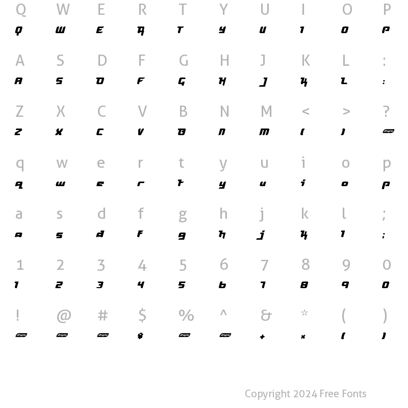 Character Map of Freya Regular