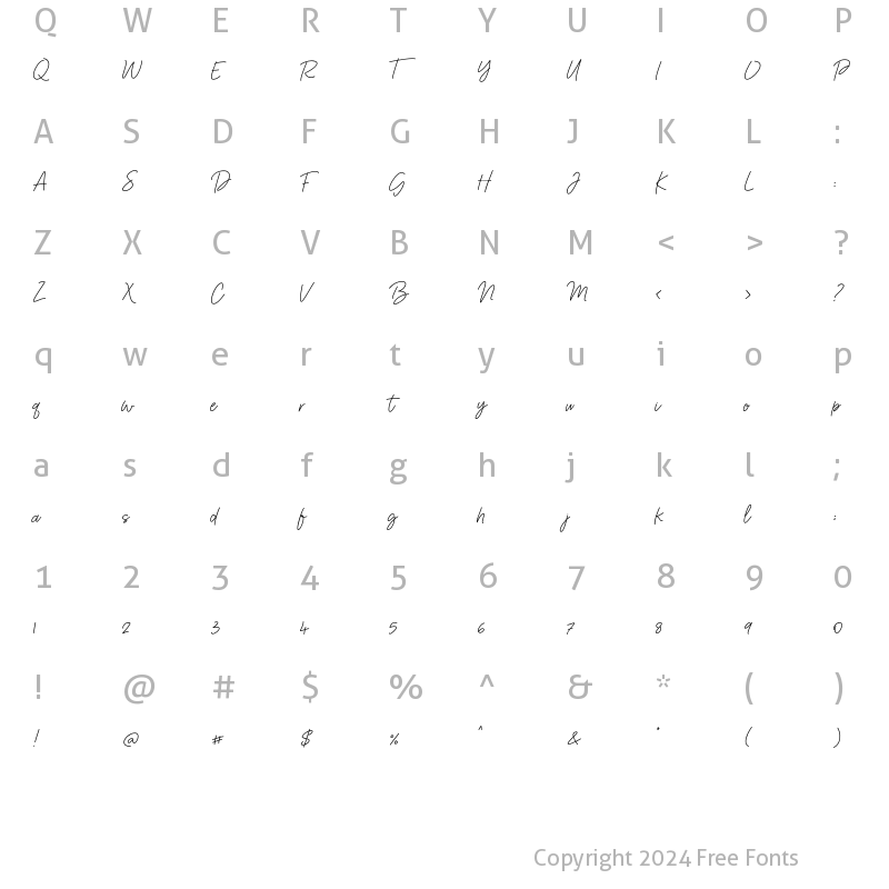 Character Map of Frichilla Regular