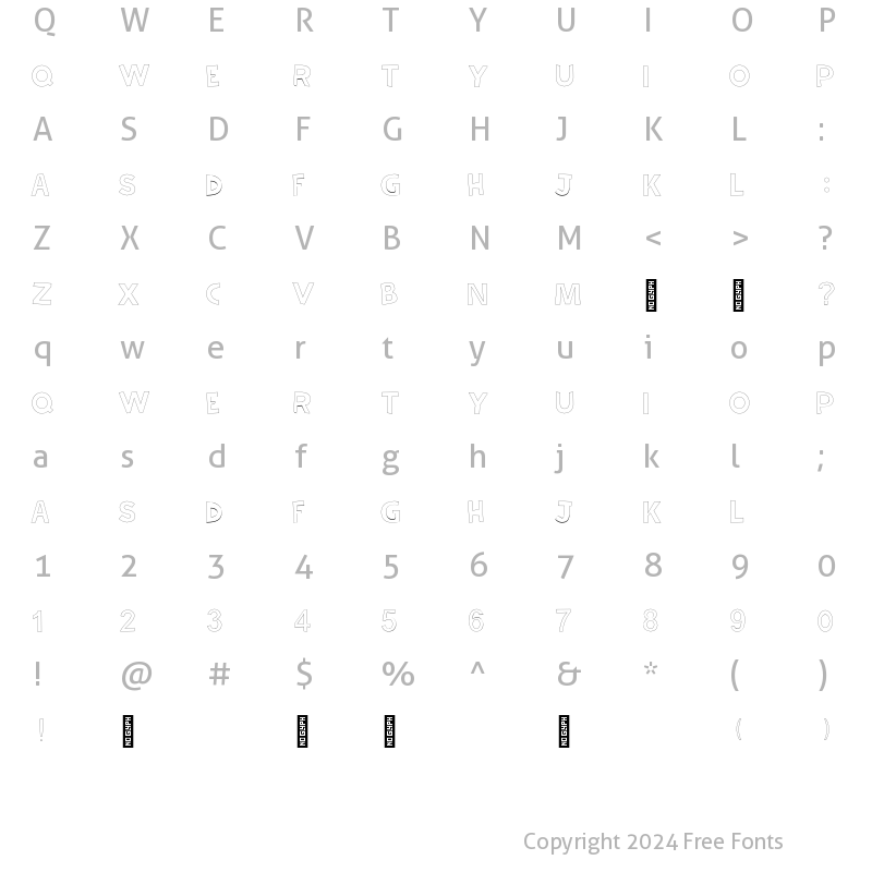 Character Map of Fried Day Outline Regular