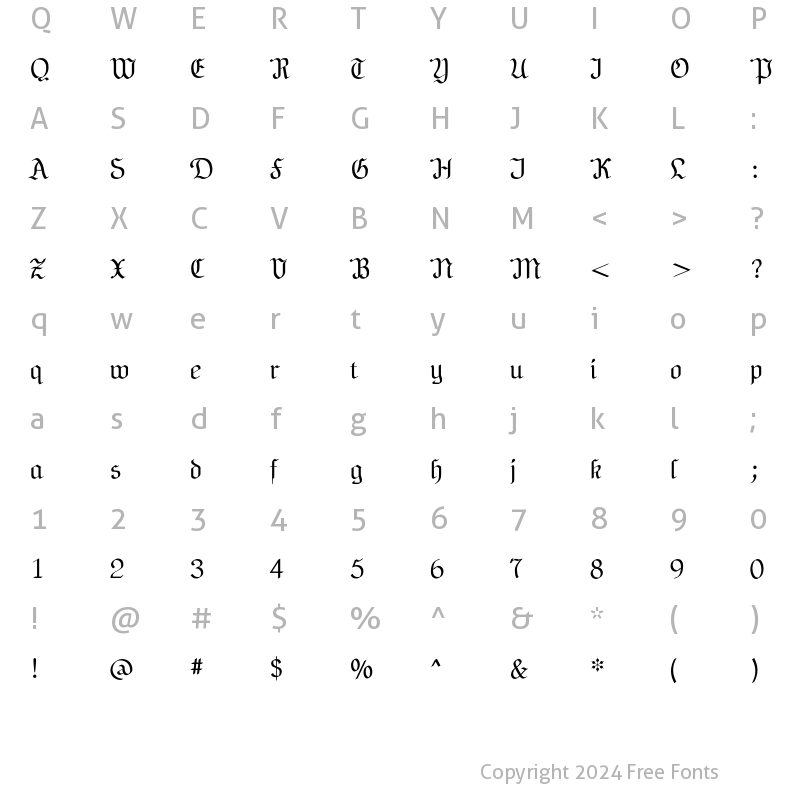 Character Map of Friedrich Regular