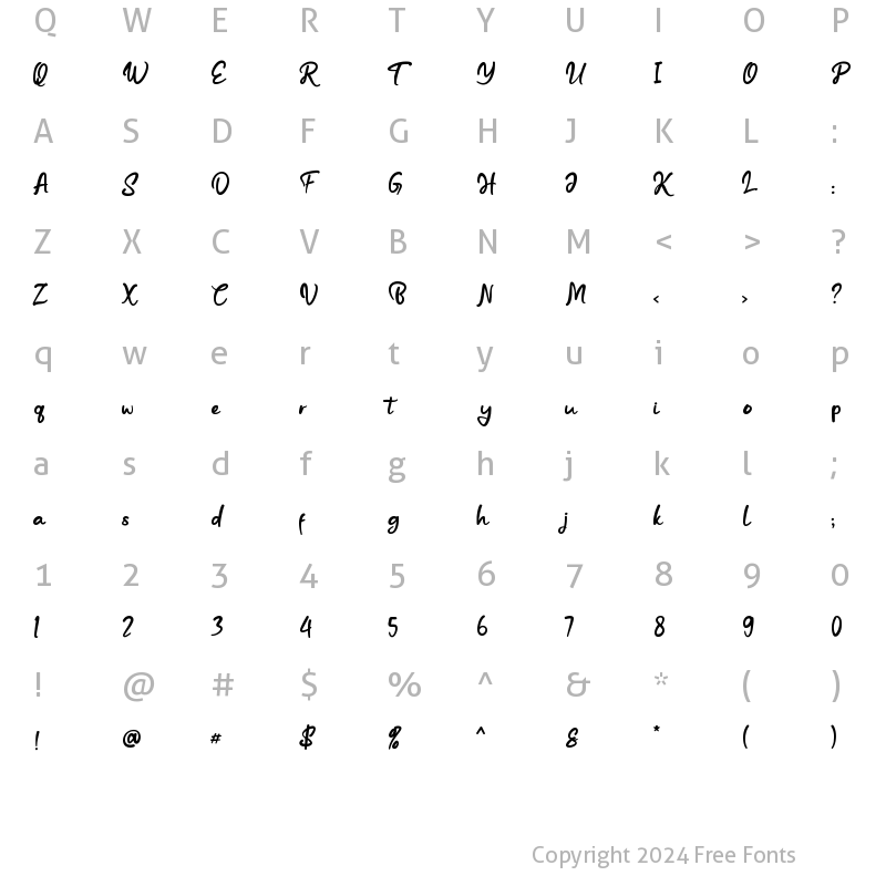 Character Map of Friendly Rabbit Regular