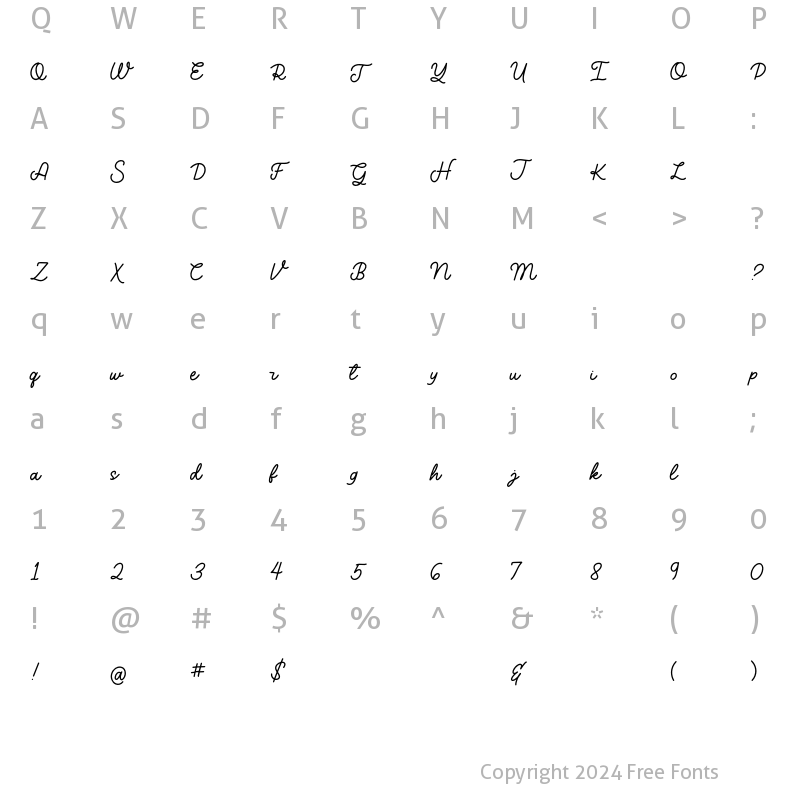 Character Map of Friends of the Farmer Script Font Regular