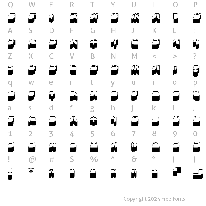 Character Map of Frigate Katakana - 3D Regular