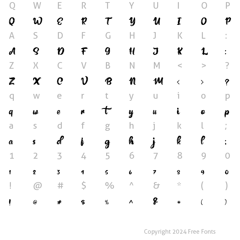 Character Map of Frigtona Regular