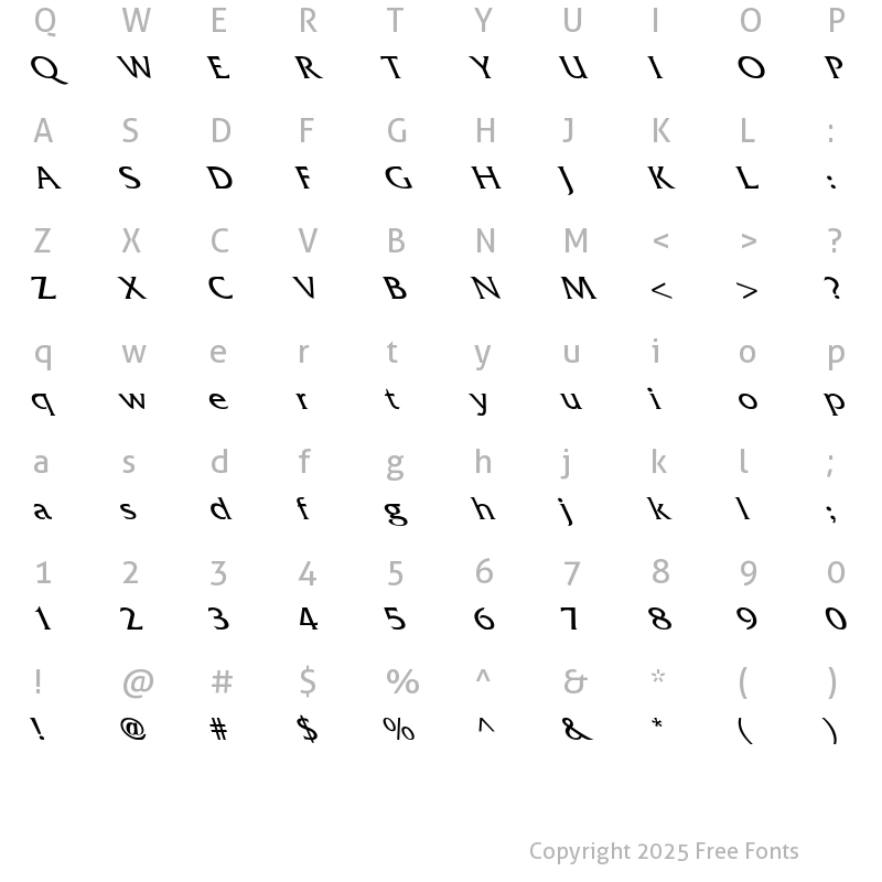 Character Map of Fritz Quadrata Lefty Regular