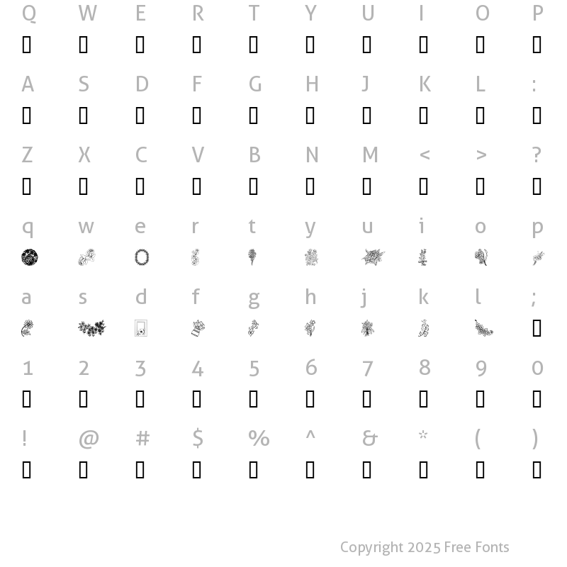Character Map of From the garden Regular