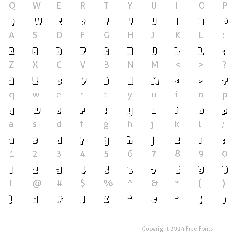 Character Map of FROS BOLD Shadow Regular