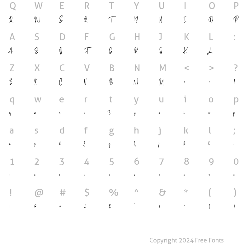 Character Map of Frostiest Regular