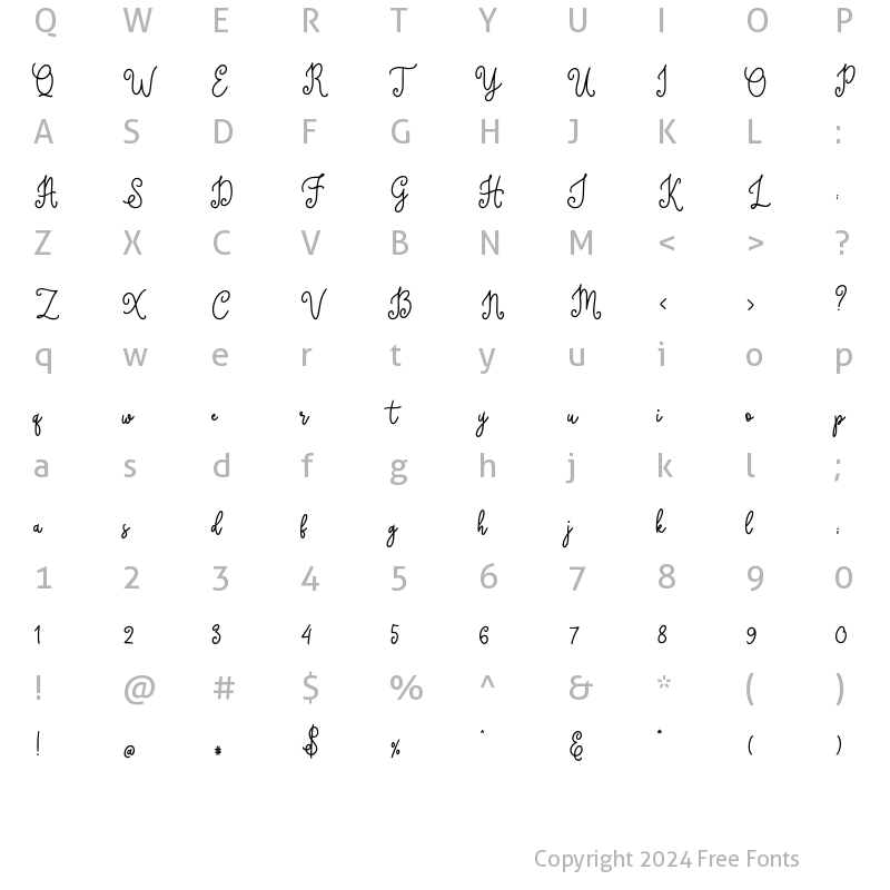 Character Map of Frostine Regular