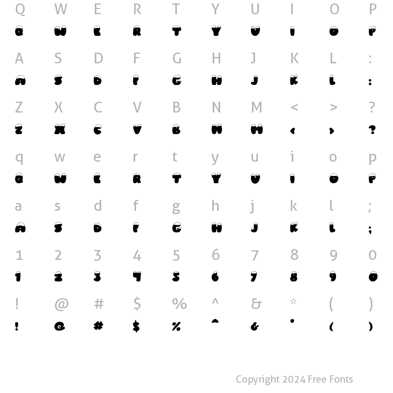 Character Map of Frosty Joy Regular