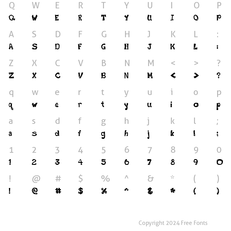 Character Map of Frowny Font Regular