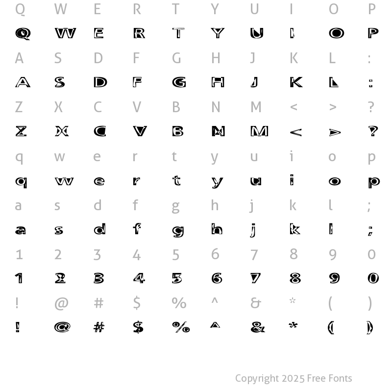 Character Map of FruitbasketUpset Regular