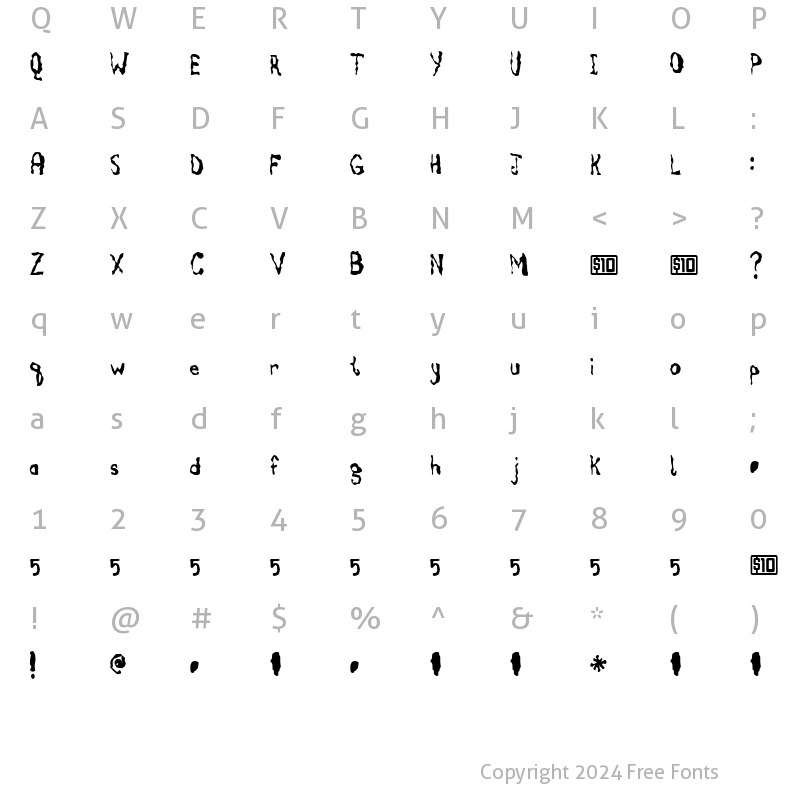 Character Map of Fruitcake Regular