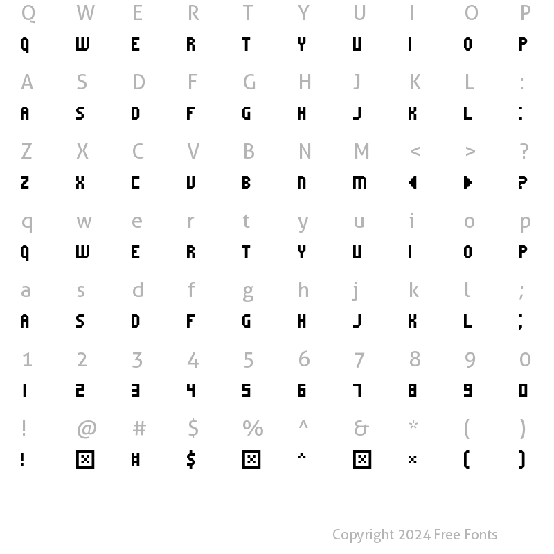 Character Map of Fruity microfont Regular