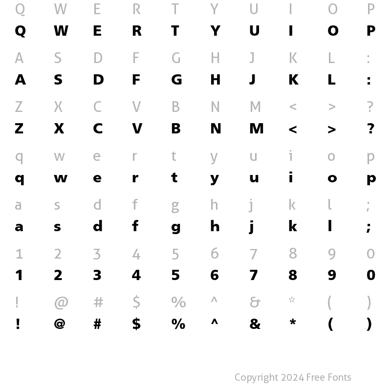 Character Map of Frutiger LT Std 75 Black