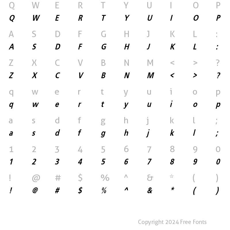 Character Map of FrutigerCndObl Bold