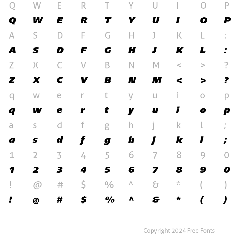 Character Map of FrutigerNextLT Black Italic