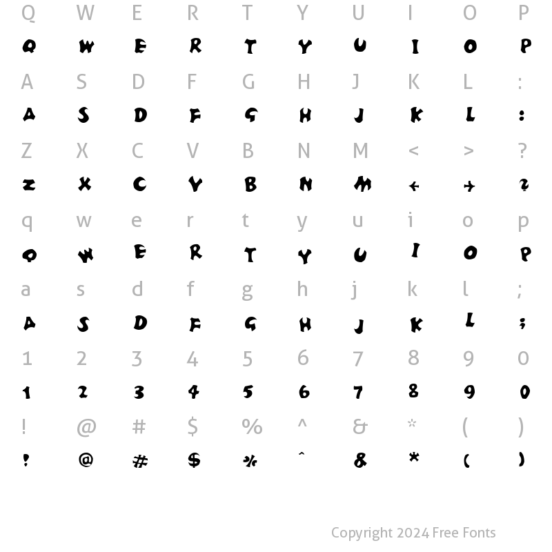 Character Map of FrutigerStones Positiv Regular