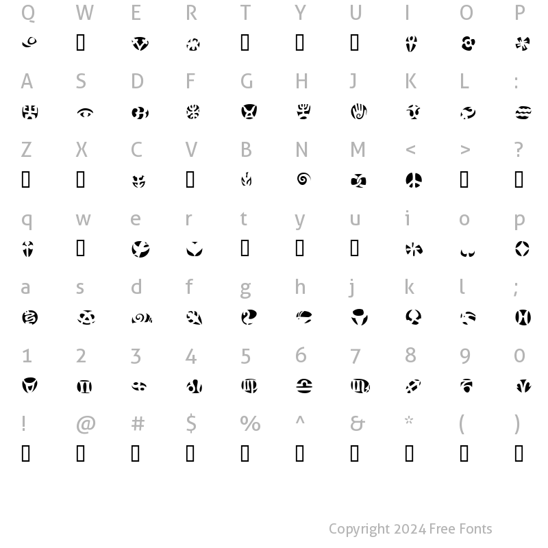 Character Map of FrutigerSymbols Negativ Normal