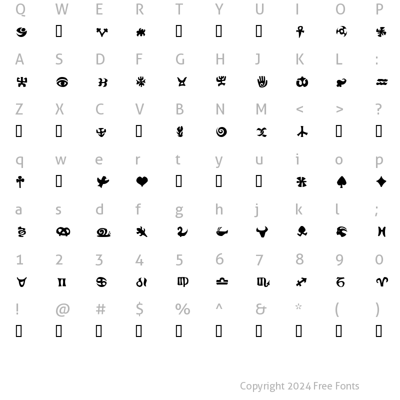 Character Map of FrutigerSymbols Positiv Normal