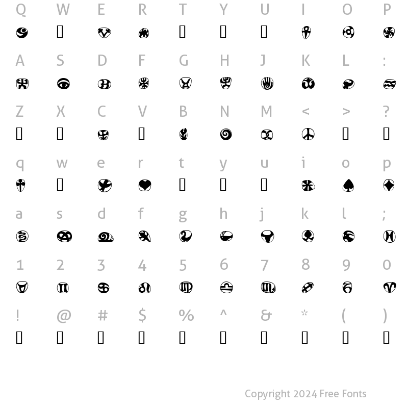 Character Map of FrutigerSymbols Regular Normal