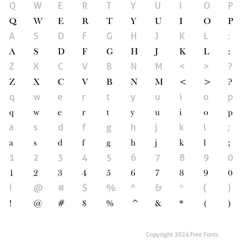 Character Map of Fry's Baskerville Regular