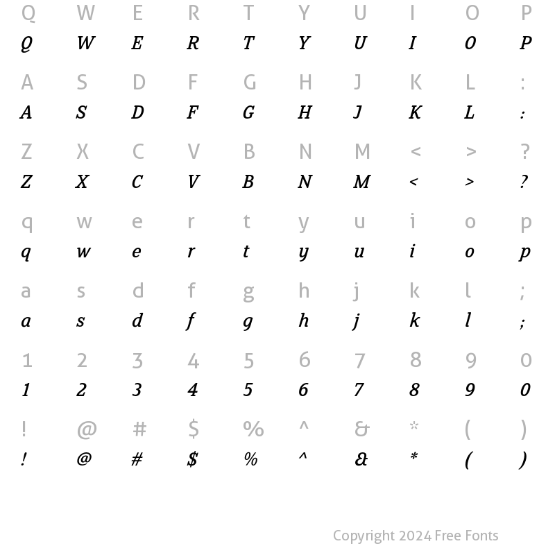 Character Map of FS Clerkenwell Italic