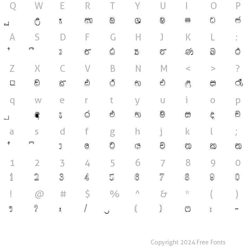 Character Map of FS-Gagani. Plain.