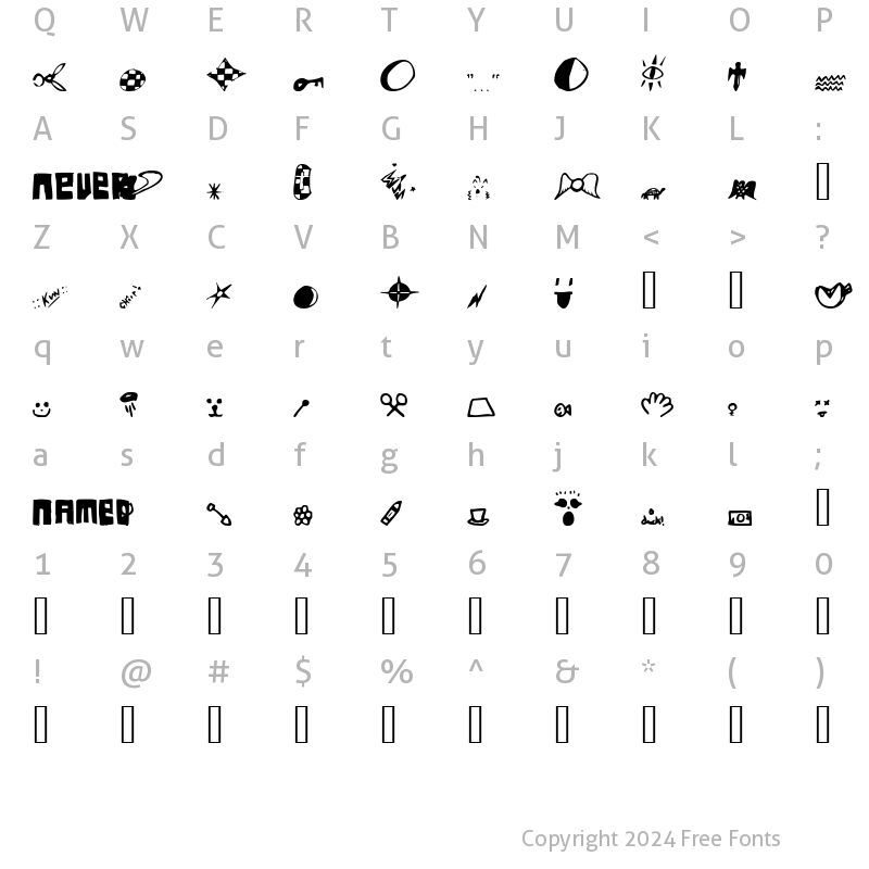 Character Map of FSO never named Regular