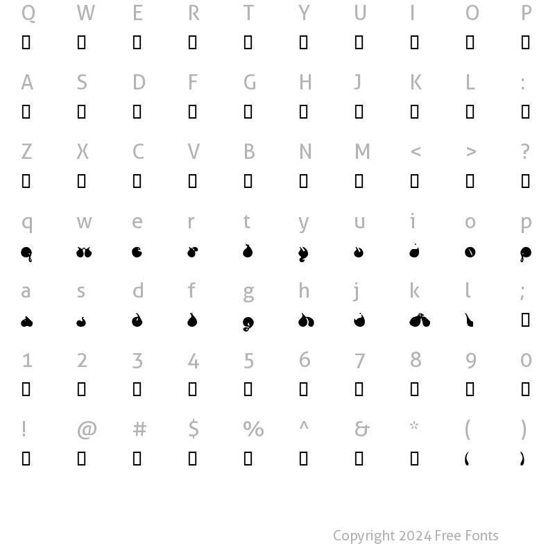 Character Map of FSO revenge of zany Regular