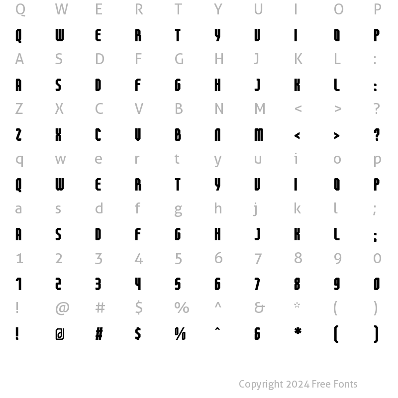 Character Map of FT Beton ExtraBold Condensed