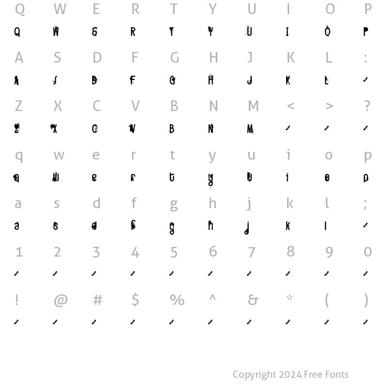 Character Map of FT Twisted Ontogenesis Demoversion