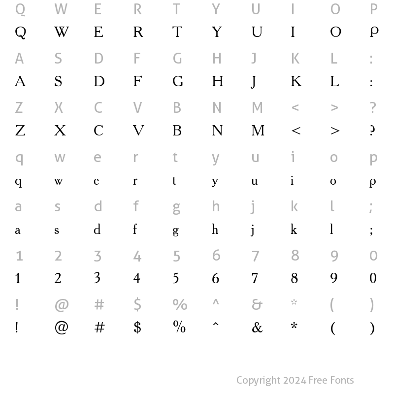 Character Map of ft43n Regular