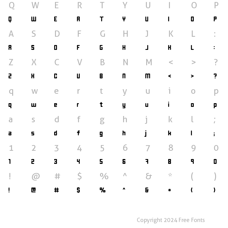 Character Map of ft45 Regular