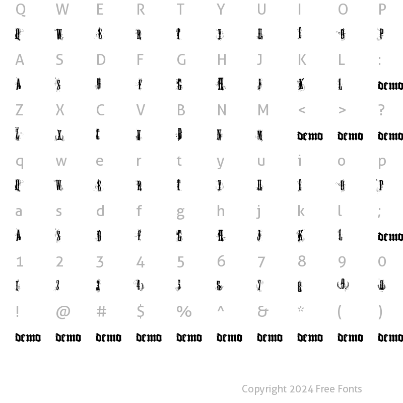 Character Map of FUCK YOU LAS VEGAS Regular