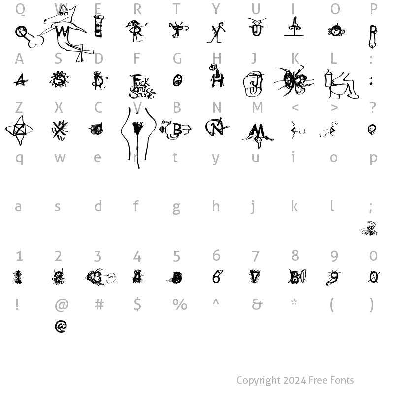 Character Map of fuckSansJODER Regular